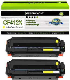 greencycle 2 Pack Toner Cartridge Compatible for HP 410A 410X CF412X Yellow Toner Work with Color Laser Jet Pro M452dn M452dw M452nw M477fdn M477fdw M477fnw M377dw Printer