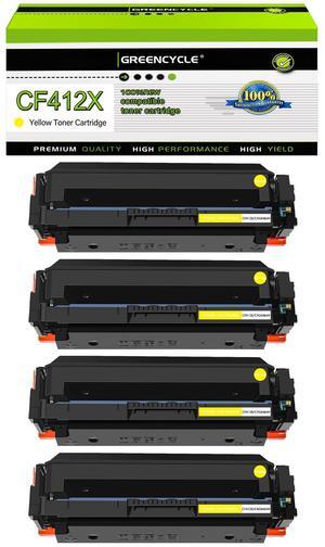 greencycle 4 Pack Toner Cartridge Compatible for HP 410A 410X CF412X Yellow Toner Work with Color Laser Jet Pro M452dn M452dw M452nw M477fdn M477fdw M477fnw M377dw Printer