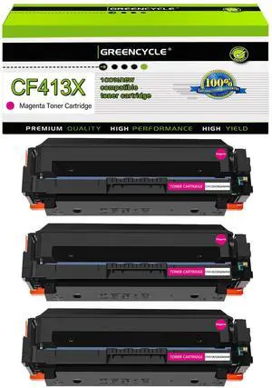 greencycle 3 Pack Toner Cartridge Compatible for HP 410A 410X CF413X Magenta Toner Works on Color Laser Jet Pro M452dn M452dw M452nw M477fdn M477fdw M477fnw M377dw Printer