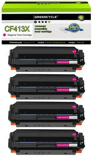 greencycle 4 Pack Toner Cartridge Compatible for HP 410A 410X CF413X Magenta Toner Works on Color Laser Jet Pro M452dn M452dw M452nw M477fdn M477fdw M477fnw M377dw Printer