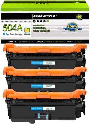 greencycle 3 Pack Toner Cartridge Compatible for HP 504A CE251A Cyan Toner Works on Color Laser jet CP3525dn CM3530TS CP3525 CM3530 CM3530fs MFP Printer