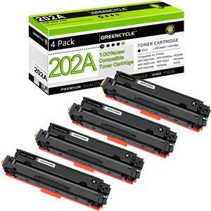 greencycle 202A Black toner Cartridge Compatible for HP 202A CF500A Works on Color Laserjet Pro MFP M281fdw M281cdw M254dw M254nw M281fdn M254dn M280nw M254 M281 Printer (Black, 4-Pack)