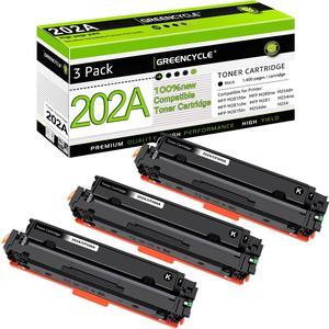 greencycle 202A Black toner Cartridge Compatible for HP 202A CF500A Works on Color Laserjet Pro MFP M281fdw M281cdw M254dw M254nw M281fdn M254dn M280nw M254 M281 Printer (Black, 3-Pack)