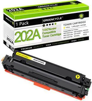 greencycle 202A Yellow toner Cartridge Compatible for HP 202A CF502A Works on Color Laserjet Pro MFP M281fdw M281cdw M254dw M254nw M281fdn M254dn M280nw M254 M281 Printer (Yellow, 1-Pack)