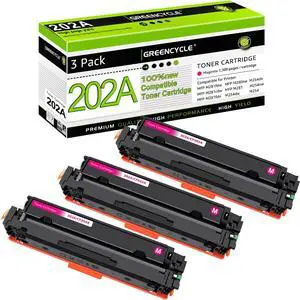 greencycle 202A Magenta toner Cartridge Compatible for HP 202A CF503A Works on Color Laserjet Pro MFP M281fdw M281cdw M254dw M254nw M281fdn M254dn M280nw M254 M281 Printer (Magenta, 3-Pack)