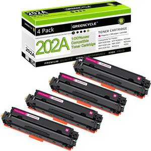 greencycle 202A Magenta toner Cartridge Compatible for HP 202A CF503A Works on Color Laserjet Pro MFP M281fdw M281cdw M254dw M254nw M281fdn M254dn M280nw M254 M281 Printer (Magenta, 4-Pack)