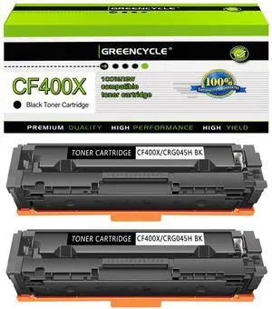greencycle 2 Pack High-yield 201X Toner Cartridge Compatible for HP 201X 201A CF400X CF400A Black Toner work with Color Enterprise MFP M277dw M252dw M277n M277c6 Printer