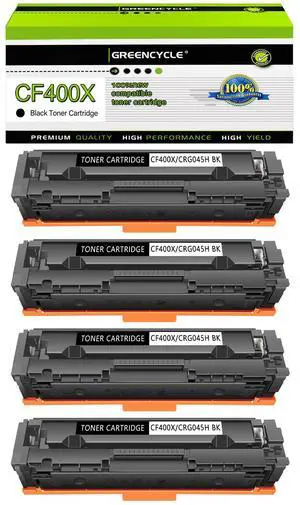 greencycle 4 Pack High-yield 201X Toner Cartridge Compatible for HP 201X 201A CF400X CF400A Black Toner work with Color Enterprise MFP M277dw M252dw M277n M277c6 Printer