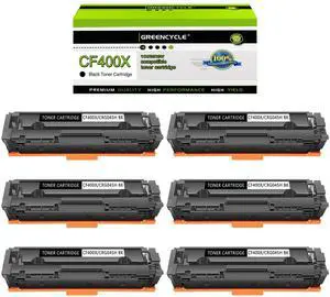 greencycle 6 Pack High-yield 201X Toner Cartridge Compatible for HP 201X 201A CF400X CF400A Black Toner work with Color Enterprise MFP M277dw M252dw M277n M277c6 Printer