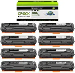 greencycle 8 Pack High-yield 201X Toner Cartridge Compatible for HP 201X 201A CF400X CF400A Black Toner work with Color Enterprise MFP M277dw M252dw M277n M277c6 Printer