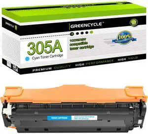 greencycle 1 Pack 305A Cyan Compatible Toner Cartridge Replacement for HP 305A CE411A Toner work with Laser jet Pro 400 Color M451nw M451dw M451dn MFP M475dn M475dw M375nw Printer