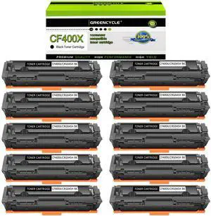 greencycle 10 Pack High-yield 201X Toner Cartridge Compatible for HP 201X 201A CF400X CF400A Black Toner work with Color Enterprise MFP M277dw M252dw M277n M277c6 Printer