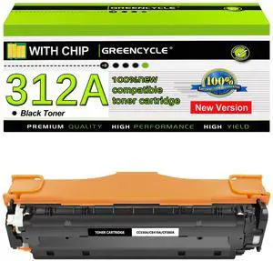 greencycle 1 Pack 312A CF380A Black Compatible Toner Cartridge Replacement for HP 312A CF380A Toner work with Color Laser Jet Pro MFP M476dw M476nw M476dn Printer