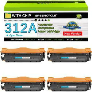 greencycle 4 Pack 312A Cyan Compatible Toner Cartridge Replacement for HP 312A CF381A Toner work with Color Laser Jet Pro MFP M476dw M476nw M476dn Printer