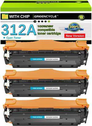 greencycle 3 Pack 312A Cyan Compatible Toner Cartridge Replacement for HP 312A CF381A Toner work with Color Laser Jet Pro MFP M476dw M476nw M476dn Printer