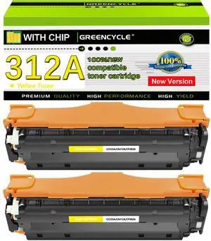 greencycle 2 Pack 312A Yellow Compatible Toner Cartridge Replacement for HP 312A CF382A Toner Works on Color Laser Jet Pro MFP M476dw M476nw M476dn Printer