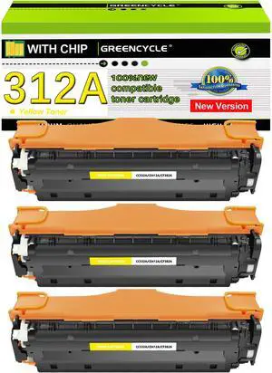 greencycle 3 Pack 312A Yellow Compatible Toner Cartridge Replacement for HP 312A CF382A Toner Works on Color Laser Jet Pro MFP M476dw M476nw M476dn Printer