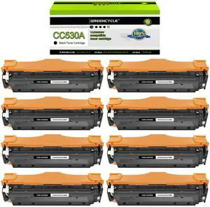 greencycle 8 Pack 304A CC530A High-yield Compatible Toner Cartridge Replacement for HP 304A CC530A Black Toner Works on Color CP2025n CP2025dn CP2025x CM2320 CM2320n CM2320fxi Printer