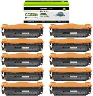 greencycle 10 Pack 304A CC530A High-yield Compatible Toner Cartridge Replacement for HP 304A CC530A Black Toner Works on Color CP2025n CP2025dn CP2025x CM2320 CM2320n CM2320fxi Printer