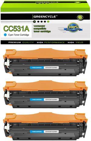 greencycle 3 Pack 304A CC531A High-yield Compatible Toner Cartridge Replacement for HP 304A CC531A Cyan Toner work with Color CP2025n CP2025dn CP2025x CM2320 CM2320n CM2320fxi Printer