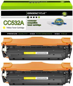 greencycle 2 Pack 304A CC532A High-yield Compatible Toner Cartridge Replacement for HP 304A CC532A Yellow Toner work with Color CP2025n CP2025dn CP2025x CM2320 CM2320n CM2320fxi Printer