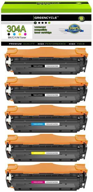 greencycle 5 Pack 304A High-yield Compatible Toner Cartridge Replacement for HP 304A CC530A CC531A CC532A CC533A for Color CP2025n CP2025dn CM2320 CM2320n Printer (2 Black 1 Cyan 1 Yellow 1 Magenta)