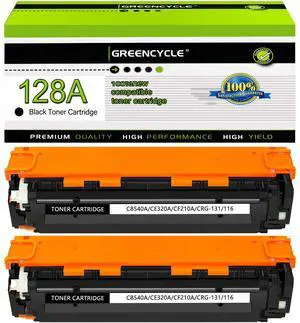 GREENCYCLE 2 Pack CE320A Black Compatible Toner Cartridge Replacement for HP 128A CE320A work with Laser Jet Pro CP1525nw CM1415fn CM1415fnw Color MFP Printer