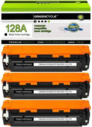 GREENCYCLE 3 Pack CE320A Black Compatible Toner Cartridge Replacement for HP 128A CE320A work with Laser Jet Pro CP1525nw CM1415fn CM1415fnw Color MFP Printer
