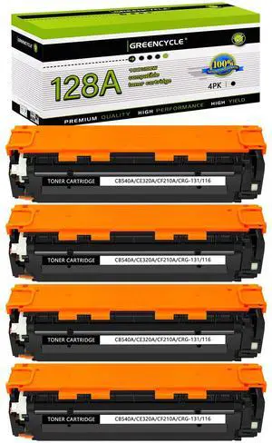 GREENCYCLE 4 Pack CE320A Black Compatible Toner Cartridge Replacement for HP 128A CE320A work with Laser Jet Pro CP1525nw CM1415fn CM1415fnw Color MFP Printer