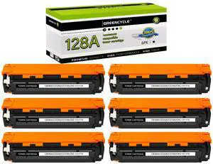 GREENCYCLE 6 Pack CE320A Black Compatible Toner Cartridge Replacement for HP 128A CE320A work with Laser Jet Pro CP1525nw CM1415fn CM1415fnw Color MFP Printer