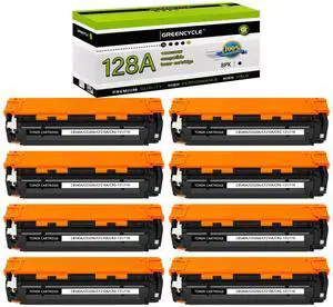 GREENCYCLE 8 Pack CE320A Black Compatible Toner Cartridge Replacement for HP 128A CE320A work with Laser Jet Pro CP1525nw CM1415fn CM1415fnw Color MFP Printer