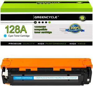 GREENCYCLE 1 Pack CE321A Cyan Compatible Toner Cartridge Replacement for HP 128A CE321A work with Laser Jet Pro CP1525nw CM1415fn CM1415fnw Color MFP Printer