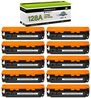 GREENCYCLE 10 Pack CE320A Black Compatible Toner Cartridge Replacement for HP 128A CE320A work with Laser Jet Pro CP1525nw CM1415fn CM1415fnw Color MFP Printer