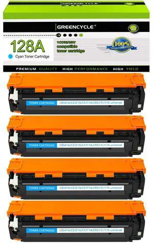 GREENCYCLE 4 Pack CE321A Cyan Compatible Toner Cartridge Replacement for HP 128A CE321A work with Laser Jet Pro CP1525nw CM1415fn CM1415fnw Color MFP Printer