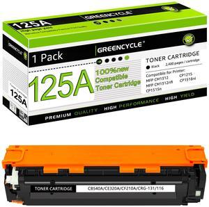 greencycle 1 Pack 125A CB540A Black Compatible Toner Cartridge Replacement for HP 125A CB540A Toner Works on Color Laser Jet CM1312 MFP CP1215 CP1515n CP1518ni Series Printer