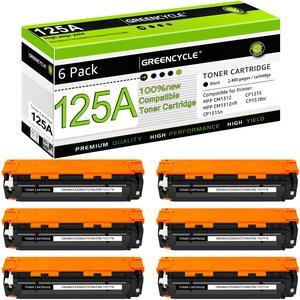 greencycle 6 Pack 125A CB540A Black Compatible Toner Cartridge Replacement for HP 125A CB540A Toner Works on Color Laser Jet CM1312 MFP CP1215 CP1515n CP1518ni Series Printer