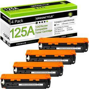 greencycle 4 Pack 125A CB540A Black Compatible Toner Cartridge Replacement for HP 125A CB540A Toner Works on Color Laser Jet CM1312 MFP CP1215 CP1515n CP1518ni Series Printer