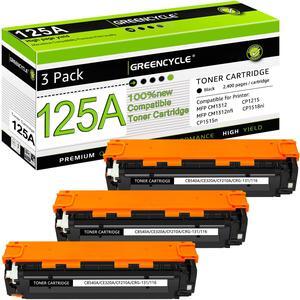 greencycle 3 Pack 125A CB540A Black Compatible Toner Cartridge Replacement for HP 125A CB540A Toner Works on Color Laser Jet CM1312 MFP CP1215 CP1515n CP1518ni Series Printer