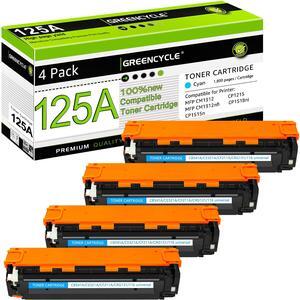 greencycle 4 Pack 125A CB541A Cyan Compatible Toner Cartridge Replacement for HP 125A CB541A Toner Works on Color Laser Jet CM1312 MFP CP1215 CP1515n CP1518ni Series Printer