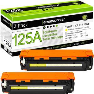 greencycle 2 Pack 125A CB542A Yellow Compatible Toner Cartridge Replacement for HP 125A CB542A Toner Works on Color Laser Jet CM1312 MFP CP1215 CP1515n CP1518ni Series Printer