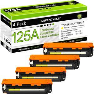 greencycle 4 Pack 125A CB542A Yellow Compatible Toner Cartridge Replacement for HP 125A CB542A Toner Works on Color Laser Jet CM1312 MFP CP1215 CP1515n CP1518ni Series Printer