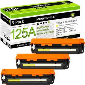 greencycle 3 Pack 125A CB542A Yellow Compatible Toner Cartridge Replacement for HP 125A CB542A Toner Works on Color Laser Jet CM1312 MFP CP1215 CP1515n CP1518ni Series Printer