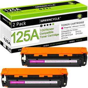 greencycle 2 Pack 125A CB543A Magenta Compatible Toner Cartridge Replacement for HP 125A CB543A Toner Works on Color Laser Jet CM1312 MFP CP1215 CP1515n CP1518ni Series Printer