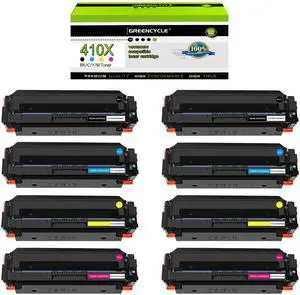 greencycle 8 Pack 410X High-yield Compatible Toner Cartridge Replacement for HP 410X CF410X CF411X CF412X CF413X for Color M477fdw M477fdn MFPM477fnw M452dw Printer (2 Black 2 Cyan 2 Yellow 2 Magenta)