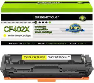 greencycle 1 Pack 201X CF402X High-yield Compatible Toner Cartridge Replacement for HP 201X  201A CF402X CF402A Yellow Toner work with Color Enterprise MFP M277dw M252dw M277n M277c6 Printer