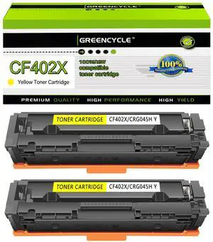 greencycle 2 Pack 201X CF402X High-yield Compatible Toner Cartridge Replacement for HP 201X  201A CF402X CF402A Yellow Toner work with Color Enterprise MFP M277dw M252dw M277n M277c6 Printer