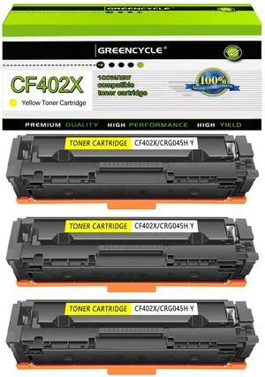 greencycle 3 Pack 201X CF402X High-yield Compatible Toner Cartridge Replacement for HP 201X  201A CF402X CF402A Yellow Toner work with Color Enterprise MFP M277dw M252dw M277n M277c6 Printer