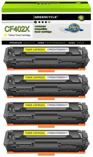 greencycle 4 Pack 201X CF402X High-yield Compatible Toner Cartridge Replacement for HP 201X  201A CF402X CF402A Yellow Toner work with Color Enterprise MFP M277dw M252dw M277n M277c6 Printer