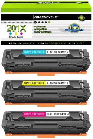 greencycle 3 Pack 201X High-yield Compatible Toner Cartridge Replacement for HP 201X  CF401X CF402X CF403X for Color MFP M277dw M252dw M277n M277c6 Printer (1 Cyan 1 Yellow 1 Magenta)