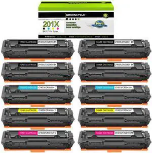 greencycle 10 Pack 201X High-yield Compatible Toner Cartridge Replacement for HP 201X CF400X CF401X CF402X CF403X for Color MFP M277dw M252dw M277n M277c6 Printer (4 Black 2 Cyan 2 Yellow 2 Magenta)